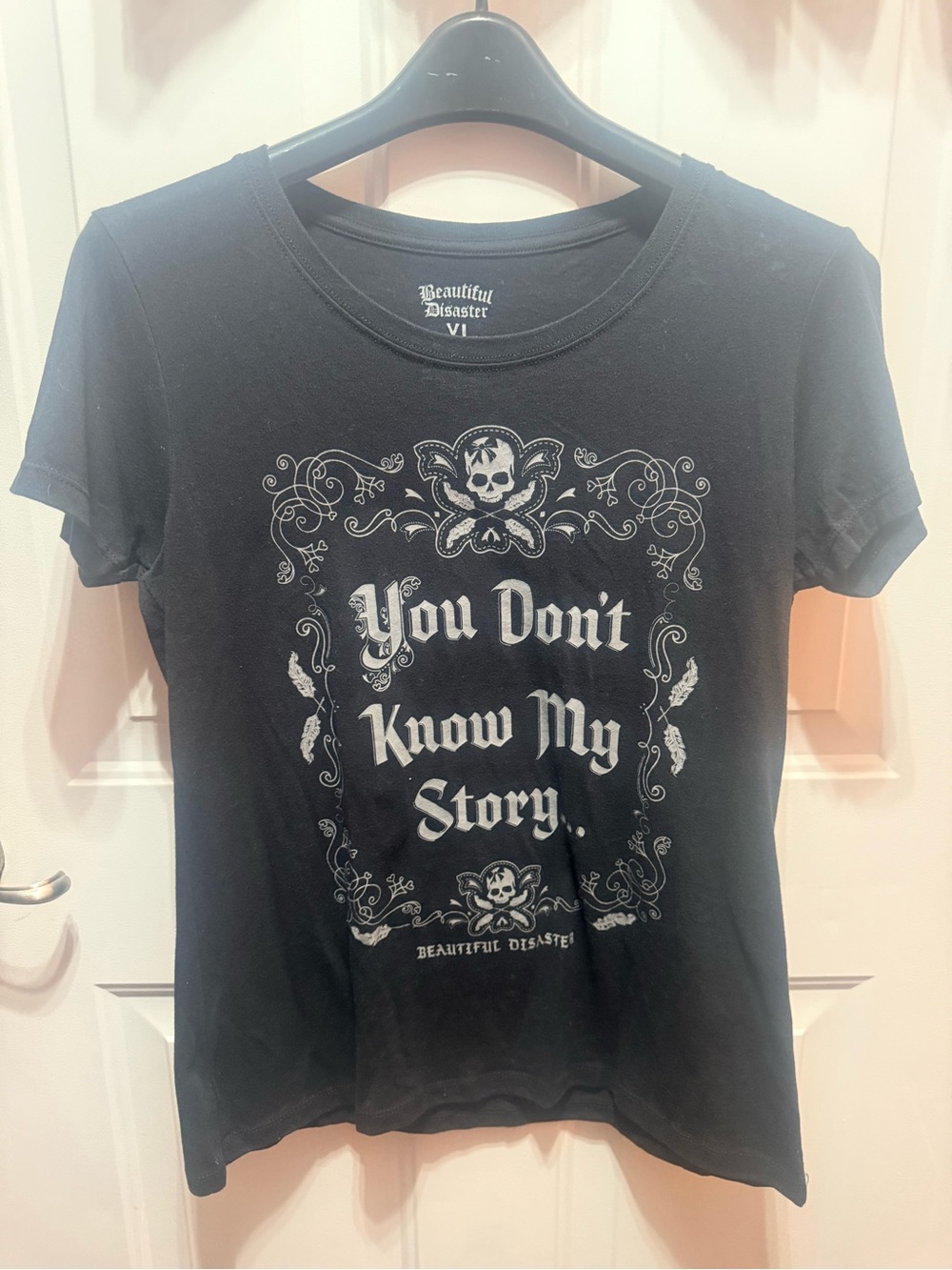 Beautiful Disaster Black Graphic Short Sleeve Tee - "You Don't Know My Story"